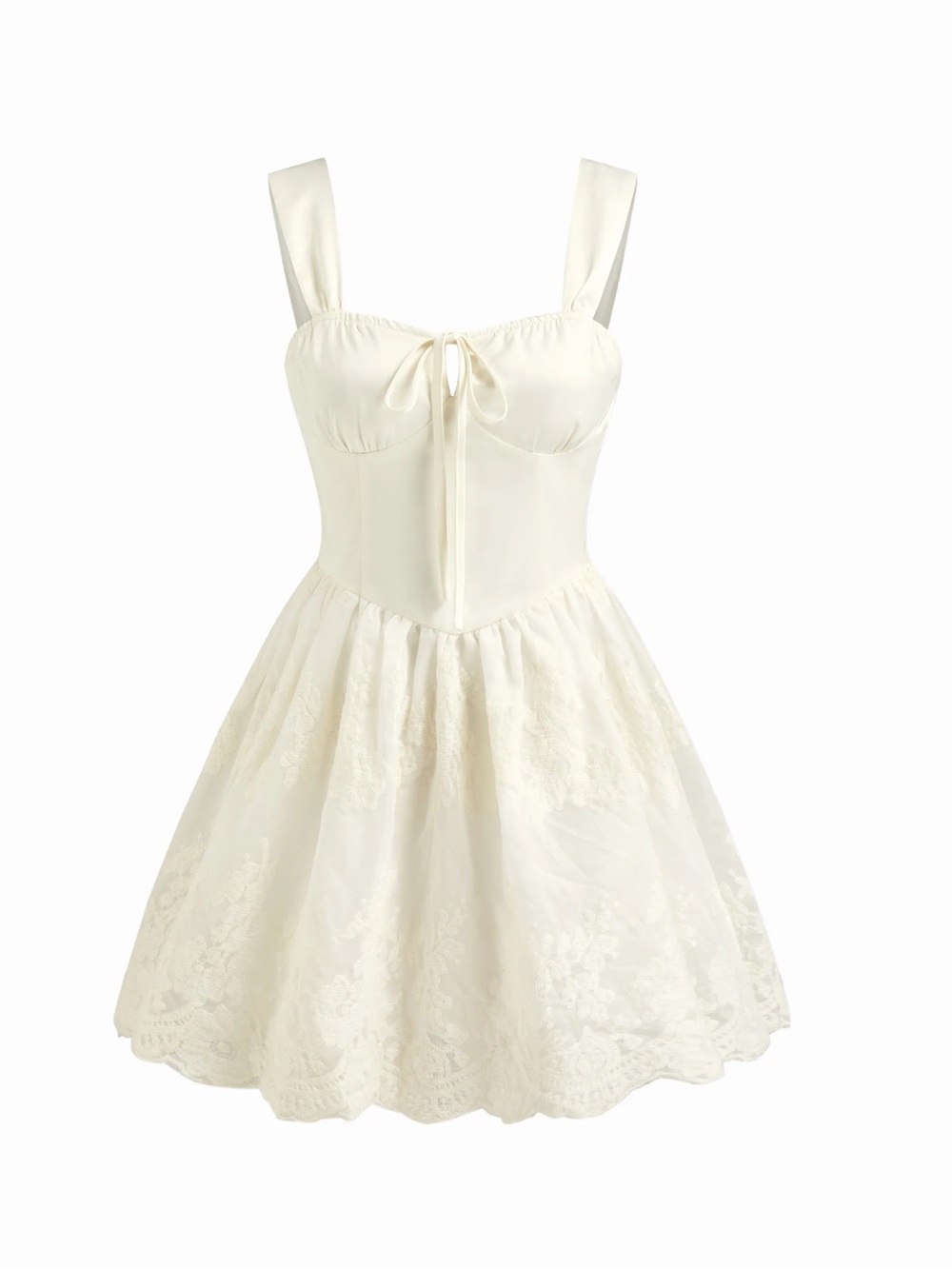 Cider Cream Lace Mini Dress with Corset Bodice